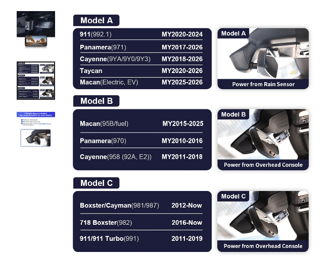FITCAMX Dash Cam for Porsche